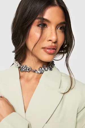 Boohoo Womens Silver Molten Statement Necklace - - One Size