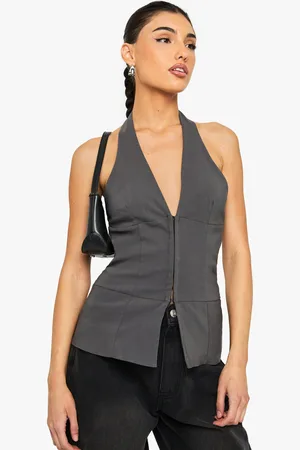 Boohoo Womens Bengaline Halter Neck Corset Top - - 6