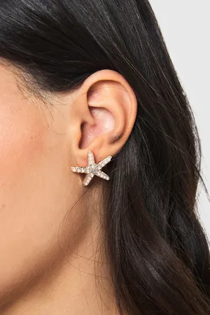 Boohoo Womens Diamante Starfish Stud Earrings - - One Size