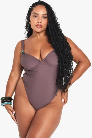 Boohoo Womens Plus Resin Trim Swimsuit - - 16