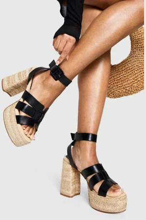 Boohoo Womens Wide Fit Cut Out Detail Espadrille 2 Part Heels - - 3
