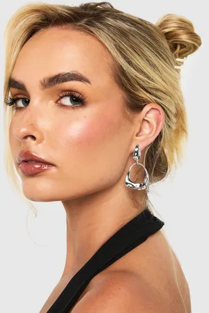 Boohoo Womens Silver Molten Earrings - - One Size