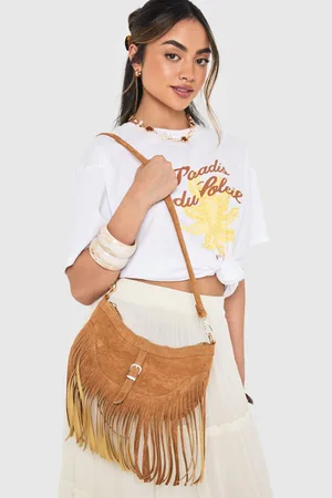 Boohoo Womens Fringe And Buckle Detail Shoulder Bag - - One Size