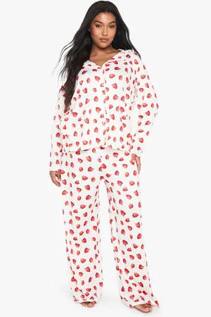 Boohoo Womens Plus Strawberry Print Shirt And Trouser Set - - 16