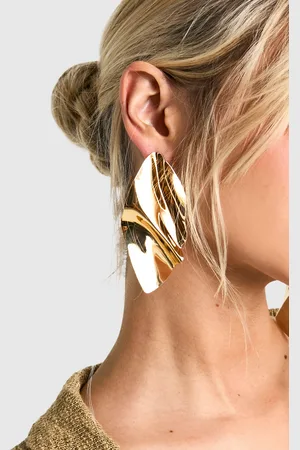Boohoo Womens Statement Hammered Metal Earrings - - One Size