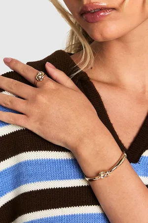 Boohoo Womens Knot Detail Ring & Bangle Multipack - - S/M