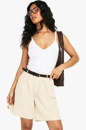 Boohoo Womens Woven Pleated Bermuda Shorts - - 6