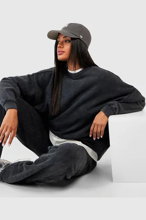 Boohoo Womens Washed Oversized Sweatshirt - - M