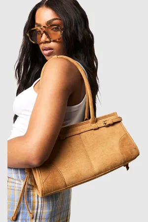 Boohoo Womens Faux Suede Buckle Trim Baguette Shoulder Bag - - One Size
