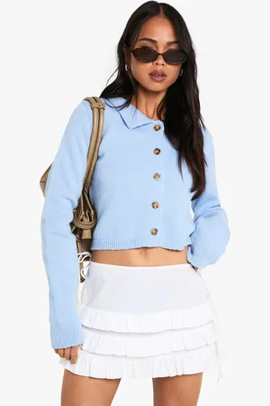 Boohoo Womens Collared Button Through Knit Cardigan - - S
