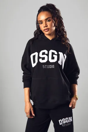 Boohoo Womens Dsgn Studio Towelling Applique Oversized Hoodie - - S