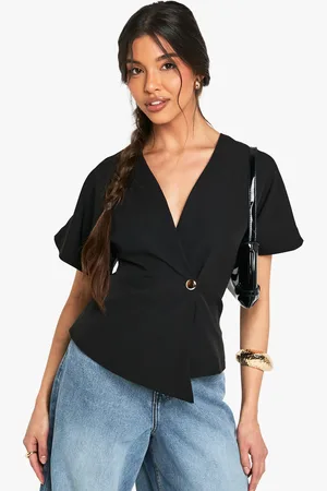 Boohoo Womens Woven Button Cap Sleeve Top - - 6