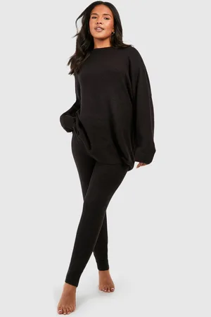 Boohoo Womens Plus Knitted Crew Neck Jumper Lounge Set - - 18