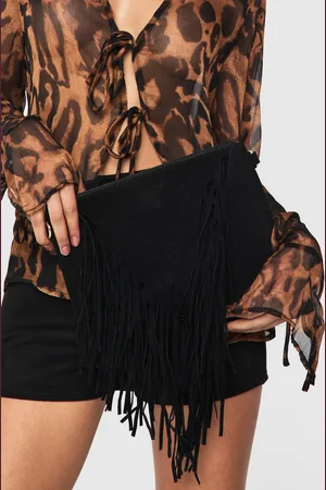 Boohoo Womens Suedette Fringed Crossbody Bag - - One Size