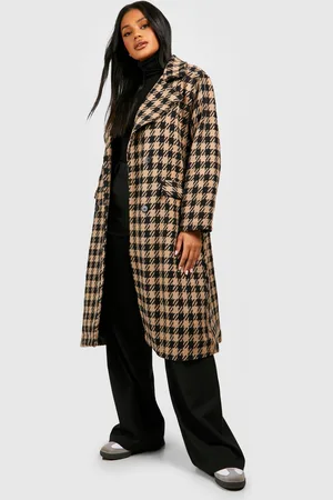 Boohoo Womens Dogtooth Structured Wool Coat - - 8
