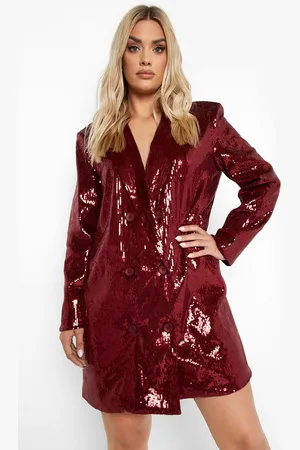Boohoo Womens Plus Sequin Button Blazer Dress - - 24