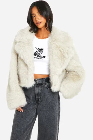 Boohoo Womens Petite Vintage Look Faux Fur Coat - - 12