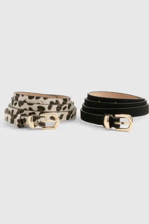 Boohoo Womens 2 Pack Leopard And Suedette Belt - - One Size