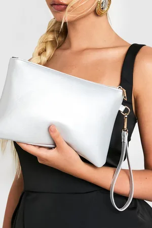 Boohoo Womens Metallic Smooth Pu Zip Top Clutch Bag - - One Size