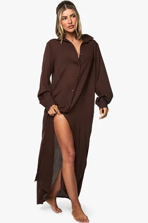 Boohoo Womens Cheesecloth Maxi Beach Shirt - - S