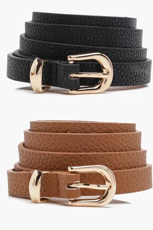 Boohoo Womens Basic Skinny Belts 2 Pack - - One Size