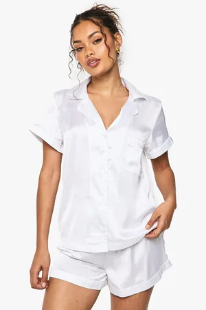 Boohoo Womens Bridal Short Sleeve Shirt & Short Satin Pyjama Set - - 6