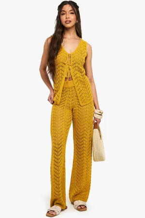 Boohoo Womens Crochet Wide Leg Trouser - - S