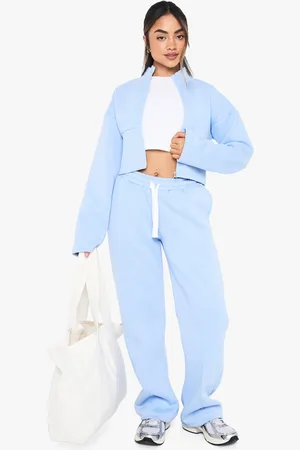 Boohoo Womens Cinched Waist Bomber Straight Leg Tracksuit - - S