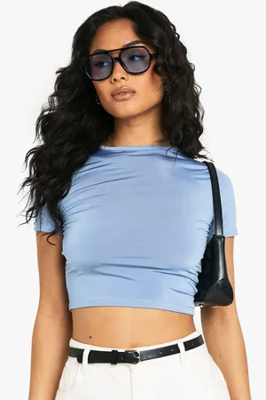 Boohoo Womens Slinky Basic Short Sleeve Crop Top - - 6