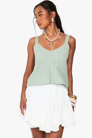 Boohoo Womens Linen Look Cropped Cami Top - - 6