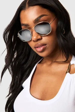 Boohoo Womens Metal Frame Aviator Sunglasses - - One Size