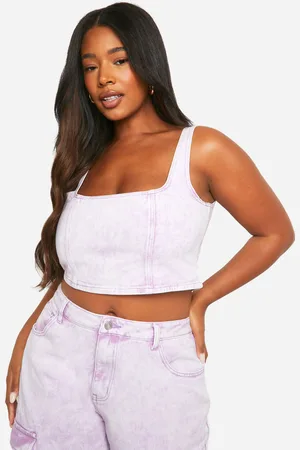 Boohoo Womens Plus Washed Denim Corset Top - - 24