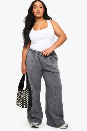Boohoo Womens Plus Washed Zip Through Bomber Straight Leg Tracksuit - - 16