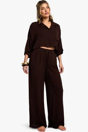 Boohoo Womens Beachwear Essentials Wide Leg Trousers - - S