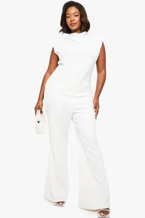 Boohoo Womens Plus Cowl Neck Crepe Shoulder Pad Blouse - - 16