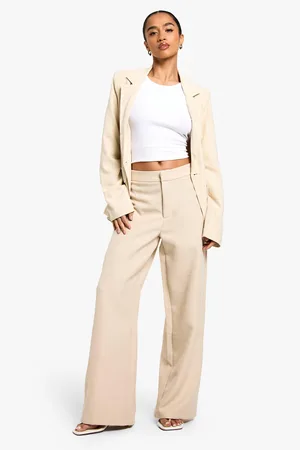 Boohoo Womens Petite Textured Wide Leg Trouser - - 6