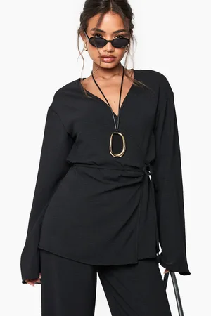 Boohoo Womens Woven Wrap Tie Detail Top - - 10