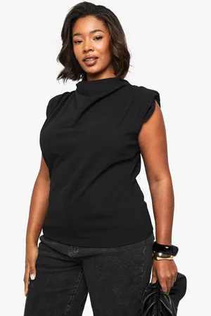 Boohoo Womens Plus Cowl Neck Crepe Shoulder Pad Blouse - - 16