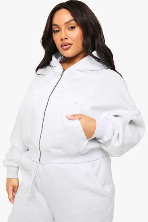 Boohoo Womens Plus Balloon Sleeve Zip Up Hoodie - - 16