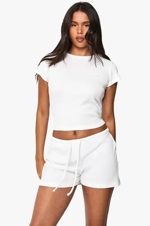 Boohoo Womens Waffle Tie Waist Shorts - - 6