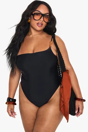 Boohoo Womens Plus Resin Stone One Shoulder Swimsuit - - 16