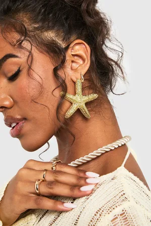 Boohoo Womens Textured Starfish Earrings - - One Size