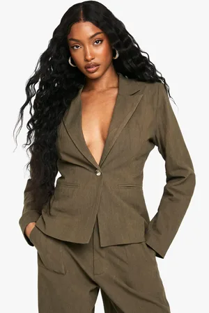 Boohoo Womens Tailored Linen Look Single Breast Blazer - - 8