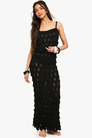 Boohoo Womens Scallop Detail Knitted Crochet Beach Maxi Skirt - - 8