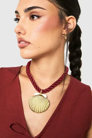 Boohoo Womens Statement Shell Rope Necklace - - One Size