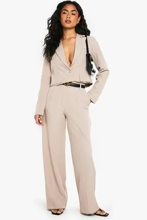 Boohoo Womens Button Detail Fluid Wide Leg Trousers - - 8