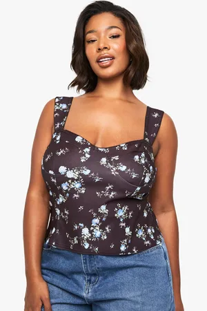 Boohoo Womens Plus Ditsy Lace Detail Bengaline Top - - 16