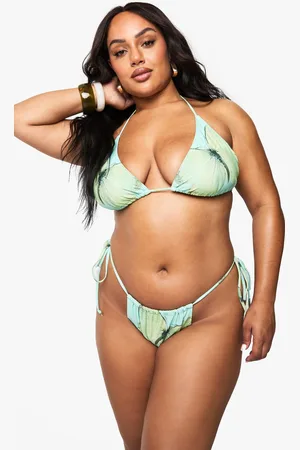 Boohoo Womens Plus Butterfly Oversized Print Triangle Bikini - - 16