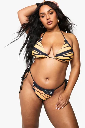 Boohoo Womens Plus Butterfly Overszied Print Triangle Bikini - - 16