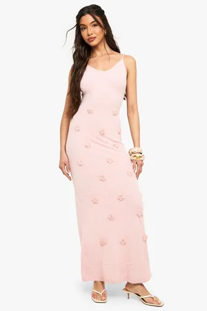 Boohoo Womens Knitted Flower Detail Crochet Maxi Dress - - 8